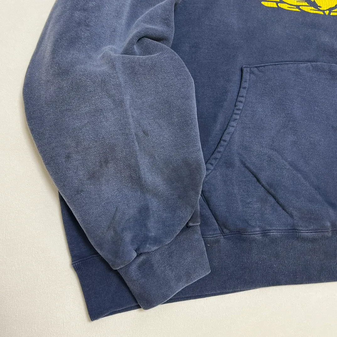 SAINT M×××××× ANGEL HOODIE/NAVY Angel Reborn Blue Hoodie Washed Blue S-XL Assute Garment Dyeing Full Clothes Water Fading Mud Dyeing Dirty Distress New Vintage Ceiling God Tailoring Original Super Loose Fit Customized Original Accessories God-level Print Restoration